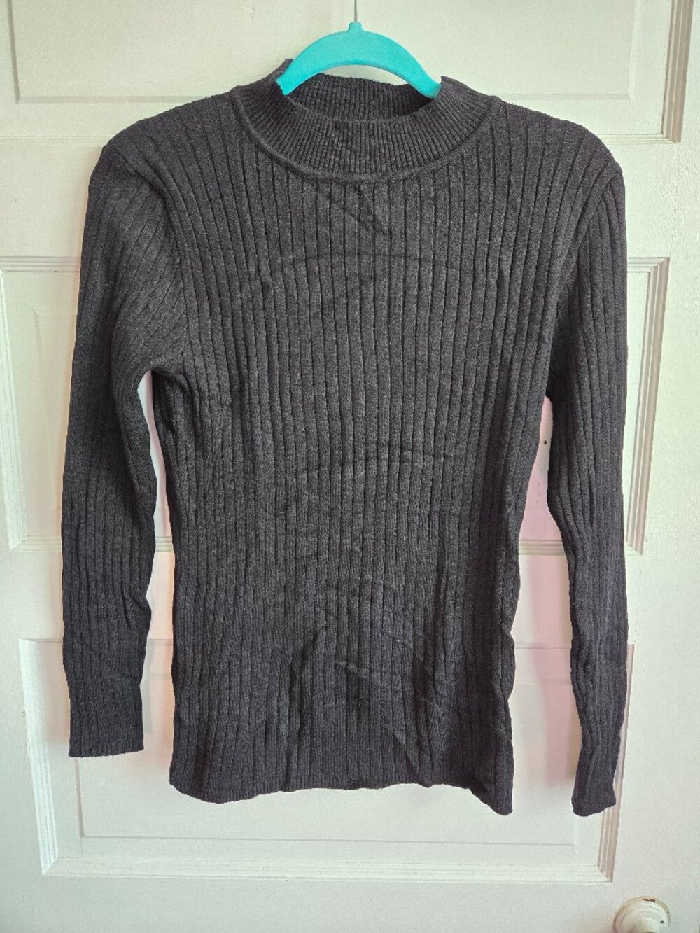 Primark Black Ribbed Mock Neck Long Sleeve Sweater - Size L